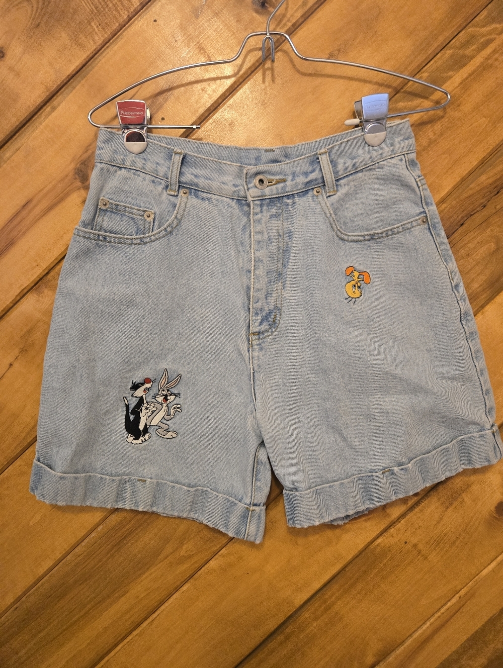 Vintage 90s Warner Bros Studio Looney Tunes Womens Sz 10 Denim Shorts Tweety